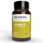 HealthKart hk vitals Omega 3 (60 Fish Oil Capsules) | 1000mg Omega 3 with 180mg EPA & 120mg DHA | For Brain, Heart, Eyes, and Joints Health