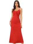 Allegra K Elegant Evening Dresses for Women's Spaghetti Strap Bodycon Mermaid Maxi Dress Red XL