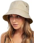 FURTALK Unisex Bucket Hat Washed Cotton Packable Summer Beach Mens Womens Sun Hats for Travel Light Khaki