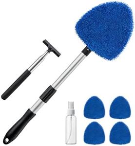 AstroAI Car Windshield Cleaner Tool, Window Cleaning Kit with 39in Car Mirror Squeegee, 4 Reusable Microfiber Pads and Extendable Handle, Blue