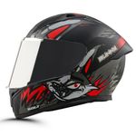 Vega Bolt Bunny Premium Smart Bluetooth Full-Face Helmet – Advanced Safety, Shockproof, Aerodynamic, Comfortable Dull Black RED M