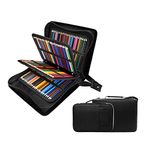 200 + 16 Slots Pencil Case & Extra Pencil Sleeve Holder - Bundle for Prismacolor Watercolor Pencils, Crayola Colored Pencils, Marco Pens and Cosmetic Brush by YOUSHARES (216 Slots Black)