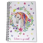 Printykins Unicorn Notebook – A5 / 21cm x 15cm / Wirebound/Lined and Plain / 100 pages/Childrens Notepad/Kids Notebook/Boys or girls Sketchbook/Ladies Journal/Unicorn Inspired/Unicorn Gift