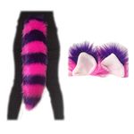 Bianna Creations Cheshire Cat Costume Accessories, Handmade, Hot Pink and Purple Striped Luxury Faux Fur (Tail Kid)