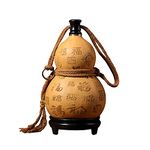 ZCBYBT Outdoor Portable Gourd Bottle Pure Natural Gourd Bottle Home Decoration Beeswax Anti-Leakage Chinese-Style Decoration Beverage Bottle,500ml