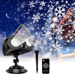 Christmas Projector Lights Outdoor, Christmas Projector IP65 Waterproof, Led Snowfall Projector with Remote Control, Large Snowflake for Indoor Outdoor Decoration Xmas Halloween Garden Party