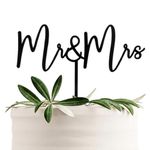 CC TOWN Mr & Mrs Black Acrylic Cake Topper, Bride and Groom Cake Topper Wedding Decoration(Design 01)