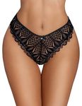 Avidlove Sexy Bikini Panties for Women Lace Cheeky Underwear Black Small