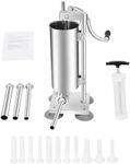 Sausage Stuffer Stainless Steel Manual Sausage Stuffer Vertical Sausage Filler with 6 Tubes for Home & Commercial Use