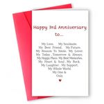 MQMRYeto Funny 3rd Anniversary Card For Men Women, Sweet 3 Year Wedding Anniversary Card Decoration For Husband Wife, Romantic Gifts Idea For Boyfriend Girlfriend Couple