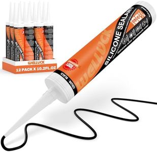 WELLUCK Black Silicone Caulk, 100% Waterproof Silicone Sealant Adhesive Caulking,for RV, Kitchen,Bathroom, Window, Door, Glass,10.2FL.OZ/300ML（12 Pack）