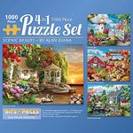 Bits and Pieces - 4-in-1 Multi-Pack - 1000 Piece Jigsaw Puzzles for Adults-Each Measures 20" x 27" (51cm x 69cm)-Scenic Beauty by Artist Alan Giana