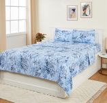 Amazon Brand - Solimo Super Soft 144TC Microfiber Complete Bedding Set with Comforter, Bedsheet, and Pillow Covers for All Weather/Seasons| Double Bed (Light Blue)