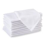 Encasa Cotton Cloth Napkins | Set of 12 | Size 43x43 cm | White Solid Color | Machine Washable