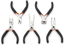 HORUSDY 5-Piece Mini Precision Pliers Set,End cutting pliers,Long Nose Pliers,Flat Nose Pliers,Bent Long Nose Pliers