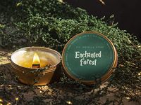 The Umbrella Store Luxury Gold Tin Scented Candle, Organic Soy Wax Scented Candle with Wooden Wick- Enchanted Forest