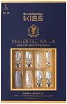 KISS Majestic High-End Manicure Kit, Sparkle, Long Length Coffin Premium Fake Nails, Includes Nail Glue, Adhesive Tabs, File, Prep Pad, and 30 False Nails