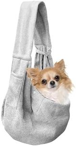 Puppy Sling Carrier for Small Dogs - Breathable Reversible Pet Sling with Storage Pocket, Hands-Free Dog Carrier for Travel/Shopping/Walking, Comfortable Cat & Puppy Sling (Grey)