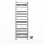 Myhomeware 300mm Wide Flat Chrome Electric Pre-Filled Heated Towel Rail Radiator For Bathroom Designer UK (300 x 1000mm Chrome)