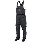 BASSDASH Men’s Denim Breathable Chest Waders Waterproof Durable Lightweight Stocking Foot for Fishing Hunting ATV Riding, Denim Black, Large 10-11