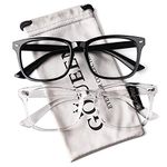 GQUEEN 2 Pack Oversized Frame Horn Rimmed Clear Lens Glasses, PE2