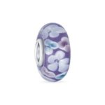 Murano Glass .925 Sterling Silver Core Floral Light Blue White Flower Spacer Charm Bead Fits European Bracelet For Women Teen