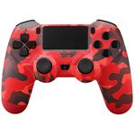 TUOZHE Wireless Remote Controller for PS4, Replacement for Play Station 4 Game Controller with Dual Vibration Gamepad Joystick (NOT-OEM, Red)