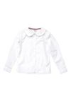 French Toast Girls' Long Sleeve Woven Shirt with Peter Pan Collar (Standard & Plus), White, 8