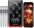 ThermoMaven Smart Bluetooth Wireless Meat Thermometer: Standalone Base, WiFi Unlimited Range, 6 Sensors with NIST Certified Accuracy, 4 Probes for Kitchen, BBQ, Grill, Oven, Smoker, Rotisserie