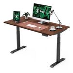 ErgoYou Premium Electric Height Adjustable Table Heavy Duty - Dual Motor 3 Stage - 150 Kgs Max Weight Capacity - E3 Series - Ergonomic Sit Stand Desk - 59 x 29.5 inches - Walnut Laminate Table Top