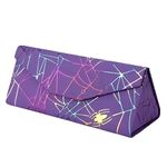 FATASH Designer Foldable Glasses Case with Magnetic Closure | Sunglasses & Reading Spectacle Portable Triangular Protective Travel Box | Anti-Scratch Dust or Damage Proof for Men Women - Purple