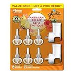 Glade PlugIns Air Freshener Starter Kit, Scented and Essential Oils for Home and Bathroom, Hawaiian Breeze, 2 Warmers and 6 Refills