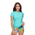 Body Glove Women's Smoothies in-Motion Solid Short Sleeve Rashguard with UPF 50 Sea Mist, Large