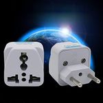 Australia 2 Pin Plug Converter Premium Travel Adapter with Universal Input,US,UK,AU to EU 2 Pin Power Plug with Safety Grounded Pin, White AU Adaptor (Pack of 2) (AU to EU)