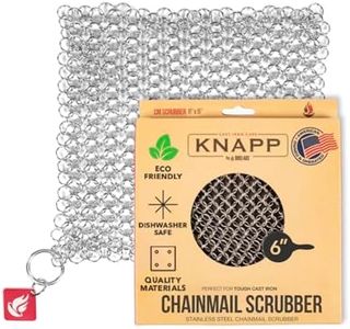 Knapp Made CM Scrubber 6" Small Ring Cast Iron Scrubber - Cast Iron Cleaner for Hard Anodized Cookware, Pre-Seasoned Pans, Dutch Ovens, Iron Pans, Grills and Skillet. Chain Mail Scrubber Cast Iron