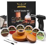 WillsCoo Cocktail Smoker Kit with Torch for Whiskey & Bourbon, Old Fashioned Smoker Set 6 Flavor of Wood Chips Orange/Cinnamon/Ginger/Cherry/Litchi/Hickory Anniversary Birthday for men