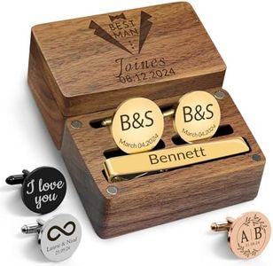 Custom Cufflinks and Tie Clip for Men Personalized Cuff Links Initial Engraved Customized Groomsmen Steel Cufflinks