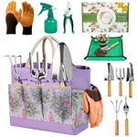 SLARMOR Garden Tools Set 10-Piece, Heavy Duty Gardening Tools Kit for Women & Men with Stainless Steel Hand Tool, Pruning Shears, Gloves, Bag - Ideal Gardening Gifts for Women & Gardeners