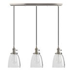 PathsOn Industrial Modern Vintage Loft Bar Kitchen Ceiling Pendant Lights Fittings Cluster Chandelier Glass Lampshade Hanging 3 Lights Fixture for Island Living Room Dining Room Bedroom (Brushed)