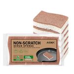 AIDEA Non-Scratch Scrub Sponges-6Count, Natural Sponges for Non-Stick Cookware, Sponges Kitchen, Cellulose Sponges for Dishes, Cleaning Sponge for Kitchen, Bathroom, Household
