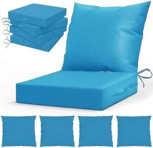 L’AGRATY Outdoor Chair Cushions for Patio Furniture:24" x 24" Deep Seat Cushions with Backrest for Couch Sofa Chair - Waterproof Fade-Resistant Patio Cushion (Set of 4,Bright Blue)