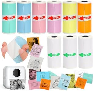 HuiJuKeJi 9 Rolls Mini Printer Sticker Paper,Thermal Self-adhesive paper 57 * 25mm,3 Rolls of White &6 Rolls of Colour Paper for Pocket Inkless Portable Bluetooth Printer to Print Photo,Note