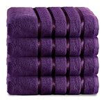 GC GAVENO CAVAILIA Hand Towels For Bathroom | 4 Piece Egyptian Cotton Towels | 500 GSM Quick Dry & Water Absorbent Towel For Gym-Spa, Aubergine