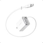 Anker Nano USB C Charger Block, 35W Max 2-Port Compact Charger with Durable Built-in Anker InstaCord Retractable Cable, with iPhone 17/16/15 Series, iPad, and More (White)