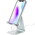 Urmust Cell Phone Stand ，Aluminum Desktop Phone Holder Cradle Dock for Office， Compatible with ‎IPhone 14 13 12, 12 Pro, 12 Pro Max, iPhone 11,Switch,iPad,Tablet(4-10in)，All Phones- Bluish Gray