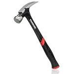 STARWORK 20 oz One-Piece Rip Hammer with Comfort Grip for Pulling Nails, Wood Working, and Professions