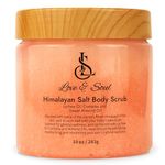 Love&Soul Himalayan Salt Body Scrub | Exfoliating Body Scrub, Body Exfoliator, and Foot Scrub with Almond Oil and Lychee Oil for Skin Care - Beauty Products for All Skin Types-283g