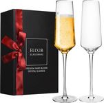 ELIXIR GLASSWARE Classy Champagne Flutes - Hand Blown Crystal Champagne Glasses - Set of 2 Elegant Flutes, 100% Lead Free Premium Crystal – Gift for Wedding, Anniversary, Christmas – 8oz, Clear