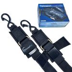 WavesRx Boat & Pontoon Trailer Transom Straps (2PK) | 48" Marine Tie Downs Adjustable Safety Straps | Outperforms Ratcheting & Retractable Straps | Boating Accessories for Safe & Secure Transportation