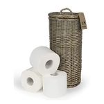 Wicker Toilet Roll Basket - Holds 3 Rolls Antique Willow - Traditional Toilet Roll Storage - Small Bathroom Storage Basket